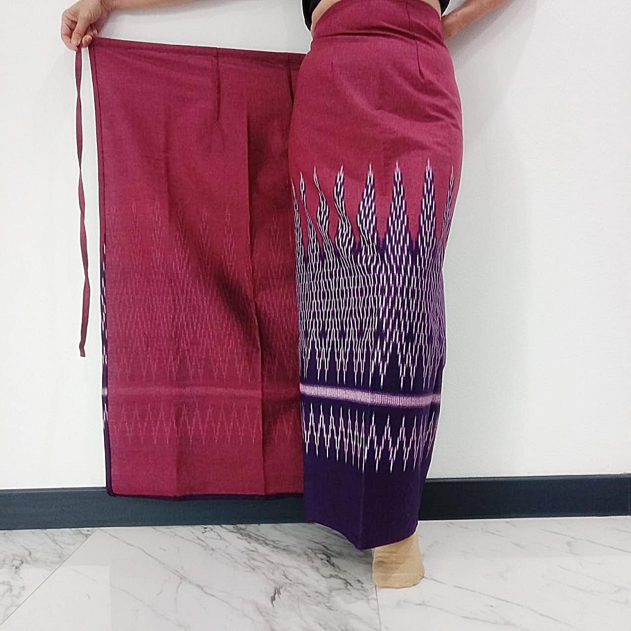 Sarong Free Size Cotton Printed Purple Fashion Ladies Clothing Long Wrap Skirt Womens Thai Traditional Striped High Waist Boho Skirts Formal Tie, Length: 100 cm, Width: 125 cm