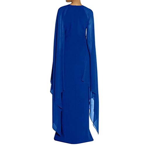 MAYFASEY Women's Elegant High Split Flare Sleeve Formal Evening Gowns Maxi Dress with Cape