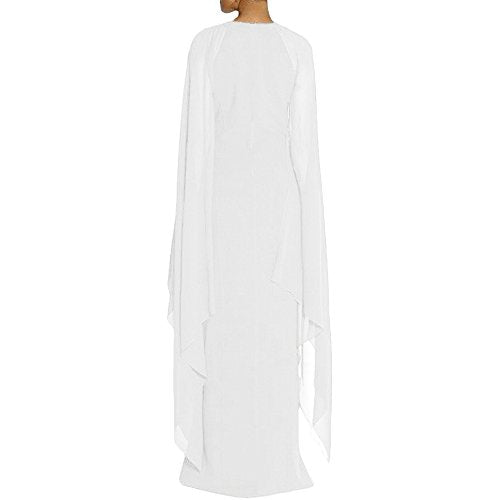 MAYFASEY Women's Elegant High Split Flare Sleeve Formal Evening Gowns Maxi Dress with Cape