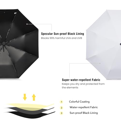 G4Free UPF 50+ UV Protection Large Travel Umbrella 42/46 Inch Auto Open Close Windproof Sun Blocking Umbrella