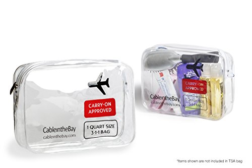 TSA Approved Clear Travel Toiletry Bag-Quart Sized with Zipper-Airport Airline Compliant Bag/Bottles-Men's/Women's 3-1-1 Kit+Travel (3 PACK)