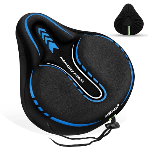 MSDADA New Large Gel Bike Seat Cover, Extra Soft Bike Seat Cushion for Men Women Comfort Wide, Fits Indoor/Outdoor/Exercise Bikes (11.22 inch x 10.03 inch)