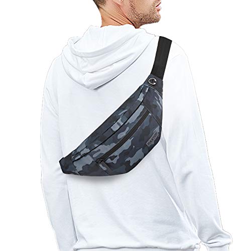 MAXTOP Large Crossbody Fanny Pack with 4-Zipper Pockets,Gifts for Enjoy Sports Festival Workout Traveling Running Casual Hands-Free Wallets Waist Pack Phone Bag Carrying All Phones