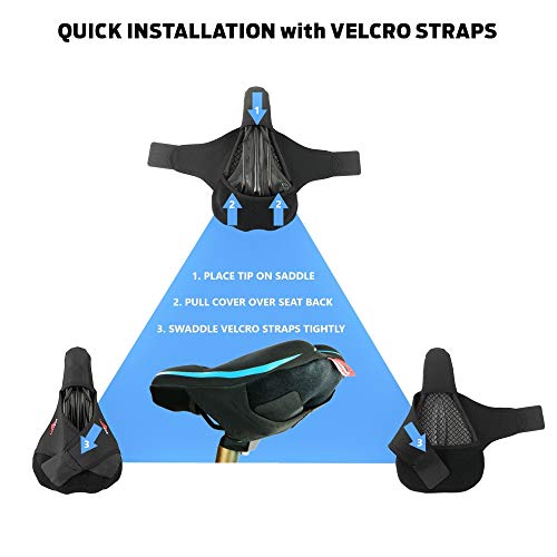 Gel Bike Seat Cover Padded Bicycle Seat Covers for Men – Comfort Soft Silicone Bicycle Seat Pad for Mountain Road Bike Outdoor Cycling – Stationary Cycle Spin Bike Seat Cushion Pads Spinning