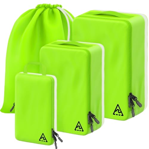 8 Set/4 Set Deluxe Compression Packing Cubes Travel - Maximize Space In Luggage With Patented HybridMax Double Capacity Design, Luxury Compressible Packing Cubes For Travel, Large, Small, & Medium