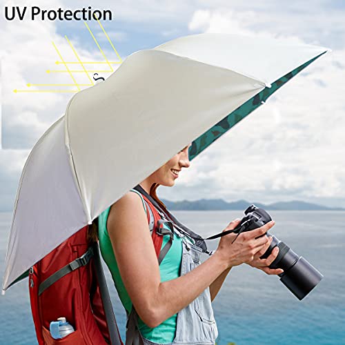 Umbrella Hat, 37 inch Fishing Umbrella Hat Hands Free Foldable UV Protection Umbrella Cap Adjustable Headwear for Fishing Golf Camping Beach Gardening Sunshade Outdoor