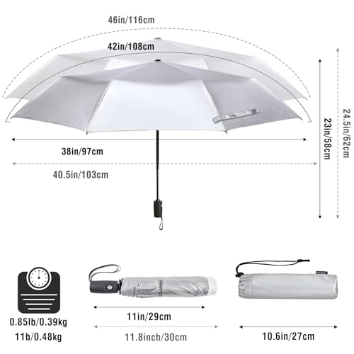G4Free UPF 50+ UV Protection Large Travel Umbrella 42/46 Inch Auto Open Close Windproof Sun Blocking Umbrella