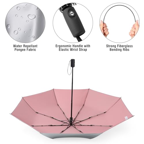 G4Free UPF 50+ UV Protection Large Travel Umbrella 42/46 Inch Auto Open Close Windproof Sun Blocking Umbrella