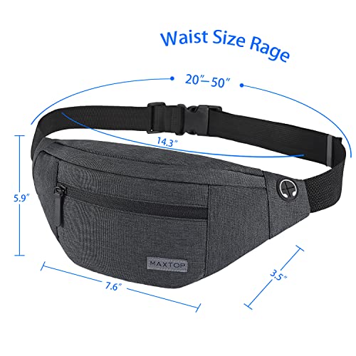 MAXTOP Large Crossbody Fanny Pack with 4-Zipper Pockets,Gifts for Enjoy Sports Festival Workout Traveling Running Casual Hands-Free Wallets Waist Pack Phone Bag Carrying All Phones