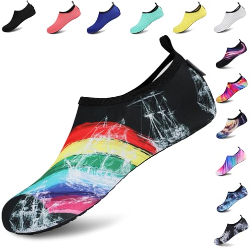 VIFUUR Water Sports Shoes Barefoot Quick-Dry Aqua Yoga Socks Slip-on for Men Women