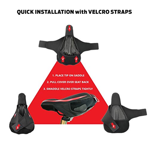 Gel Bike Seat Cover Padded Bicycle Seat Covers for Men – Comfort Soft Silicone Bicycle Seat Pad for Mountain Road Bike Outdoor Cycling – Stationary Cycle Spin Bike Seat Cushion Pads Spinning