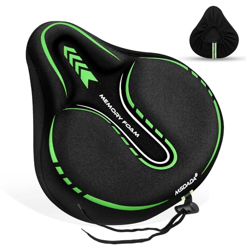 MSDADA New Large Gel Bike Seat Cover, Extra Soft Bike Seat Cushion for Men Women Comfort Wide, Fits Indoor/Outdoor/Exercise Bikes (11.22 inch x 10.03 inch)