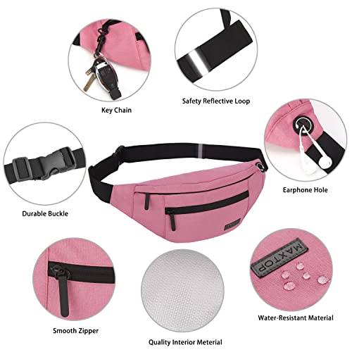 MAXTOP Large Crossbody Fanny Pack with 4-Zipper Pockets,Gifts for Enjoy Sports Festival Workout Traveling Running Casual Hands-Free Wallets Waist Pack Phone Bag Carrying All Phones