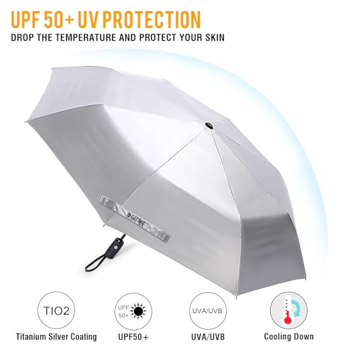 G4Free UPF 50+ UV Protection Large Travel Umbrella 42/46 Inch Auto Open Close Windproof Sun Blocking Umbrella