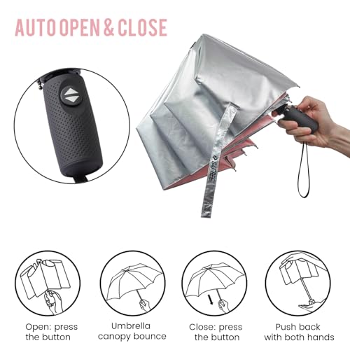 G4Free UPF 50+ UV Protection Large Travel Umbrella 42/46 Inch Auto Open Close Windproof Sun Blocking Umbrella