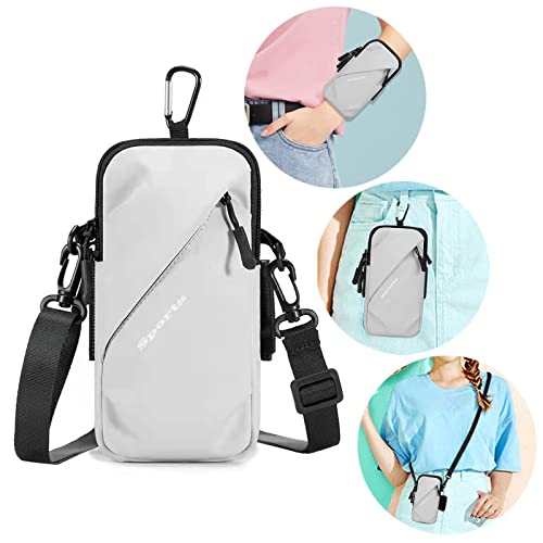 Cell Phone Holder, Small Crossbody Shoulder Holsters Bag with Arm Band, Fits iPhone and Android, Use for Running, Walking, Hiking & Biking (6.7 Inches, Red)