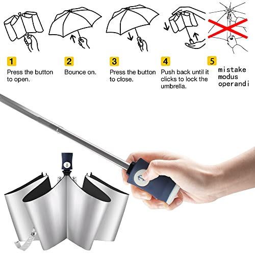FDJASGY Silver Coating Layer Fabric Blocking UV 99.9% Sun Umbrella Compact Folding Travel Umbrella Automatic Windproof Umbrellas For Men and Women (Pink)