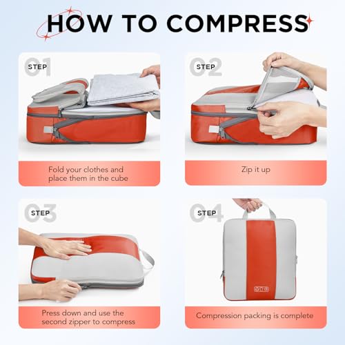 10 Set Compression Packing Cubes for Travel Essentials,Compressible Expandable Packing Cubes for Suitcase,OlarHike Luggage Organizer Bags for Travel,Handy Helper for Organizing Clothes(Black)