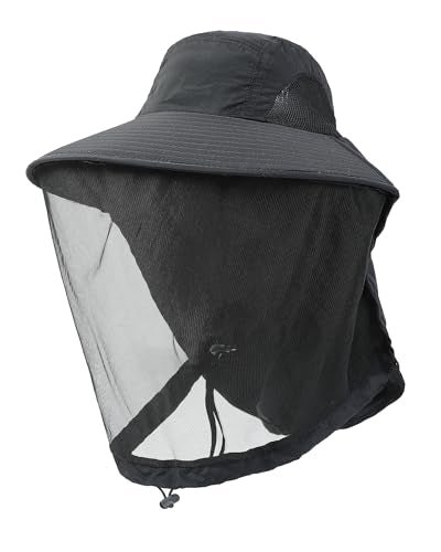 Womens Sun Hat Outdoor UV Protection Wide Brim Fishing Hat with Ponytail Hole Neck Flap for Beach Hiking Camping