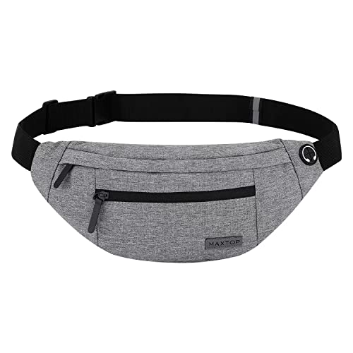 MAXTOP Large Crossbody Fanny Pack with 4-Zipper Pockets,Gifts for Enjoy Sports Festival Workout Traveling Running Casual Hands-Free Wallets Waist Pack Phone Bag Carrying All Phones
