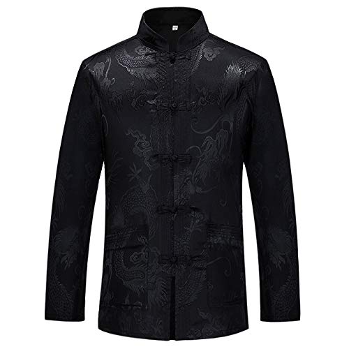 wecotton Tang Suit Men Hanfu Chinese Traditional Clothes Kung Fu Shirt Uniform Long Sleeved Coat Tops and Pants