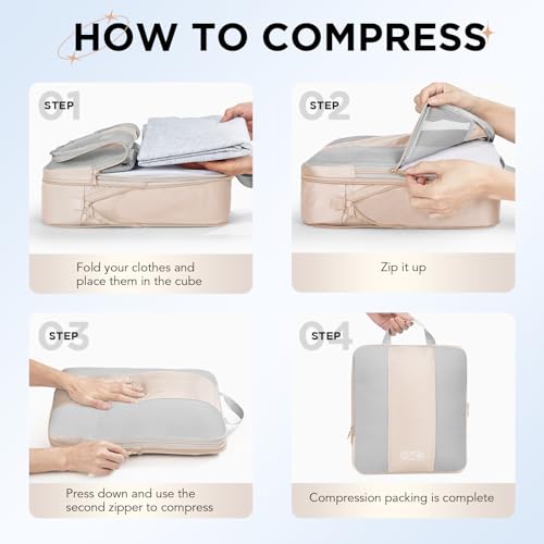 10 Set Compression Packing Cubes for Travel Essentials,Compressible Expandable Packing Cubes for Suitcase,OlarHike Luggage Organizer Bags for Travel,Handy Helper for Organizing Clothes(Black)