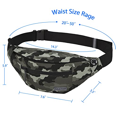 MAXTOP Large Crossbody Fanny Pack with 4-Zipper Pockets,Gifts for Enjoy Sports Festival Workout Traveling Running Casual Hands-Free Wallets Waist Pack Phone Bag Carrying All Phones