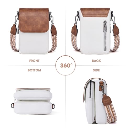 POIUGOYA Small Crossbody Bags for Women Trendy,Leather Triple Compartment Cell Phone Crossbody Wallet Purses with Card Slots