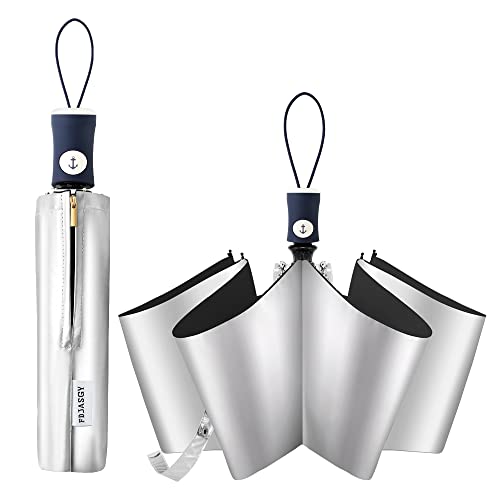 FDJASGY Silver Coating Layer Fabric Blocking UV 99.9% Sun Umbrella Compact Folding Travel Umbrella Automatic Windproof Umbrellas For Men and Women (Pink)