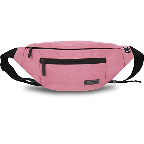 MAXTOP Large Crossbody Fanny Pack with 4-Zipper Pockets,Gifts for Enjoy Sports Festival Workout Traveling Running Casual Hands-Free Wallets Waist Pack Phone Bag Carrying All Phones