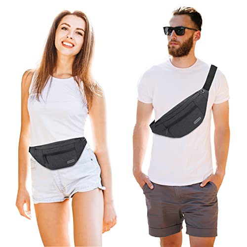MAXTOP Large Crossbody Fanny Pack with 4-Zipper Pockets,Gifts for Enjoy Sports Festival Workout Traveling Running Casual Hands-Free Wallets Waist Pack Phone Bag Carrying All Phones