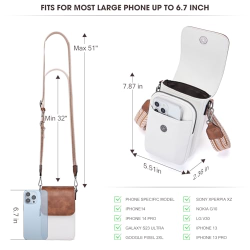 POIUGOYA Small Crossbody Bags for Women Trendy,Leather Triple Compartment Cell Phone Crossbody Wallet Purses with Card Slots