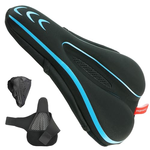 Gel Bike Seat Cover Padded Bicycle Seat Covers for Men – Comfort Soft Silicone Bicycle Seat Pad for Mountain Road Bike Outdoor Cycling – Stationary Cycle Spin Bike Seat Cushion Pads Spinning