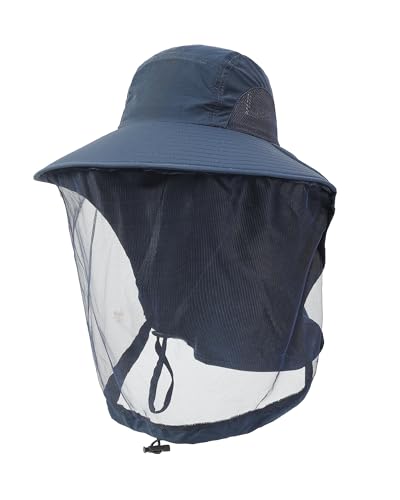 Womens Sun Hat Outdoor UV Protection Wide Brim Fishing Hat with Ponytail Hole Neck Flap for Beach Hiking Camping