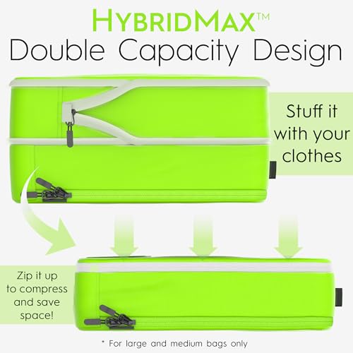 8 Set/4 Set Deluxe Compression Packing Cubes Travel - Maximize Space In Luggage With Patented HybridMax Double Capacity Design, Luxury Compressible Packing Cubes For Travel, Large, Small, & Medium