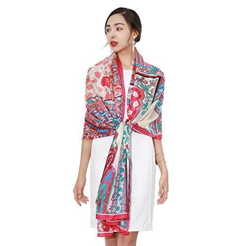 DANA XU 100% Mulberry Satin Silk Summer Travel Scarf Extra Large Women Floral Shawl Oversize Soft Wraps For Evening Dresses