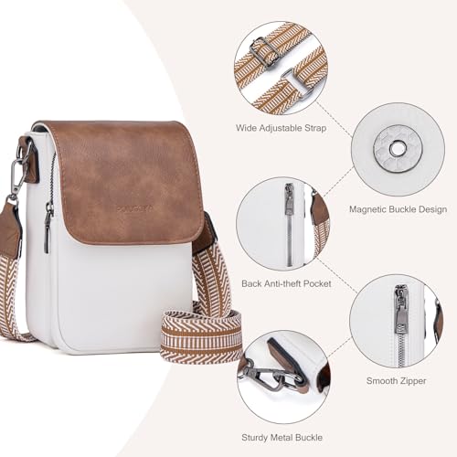 POIUGOYA Small Crossbody Bags for Women Trendy,Leather Triple Compartment Cell Phone Crossbody Wallet Purses with Card Slots