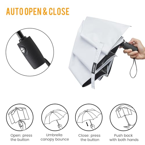 G4Free UPF 50+ UV Protection Large Travel Umbrella 42/46 Inch Auto Open Close Windproof Sun Blocking Umbrella