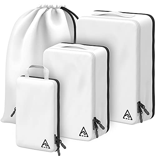 8 Set/4 Set Deluxe Compression Packing Cubes Travel - Maximize Space In Luggage With Patented HybridMax Double Capacity Design, Luxury Compressible Packing Cubes For Travel, Large, Small, & Medium