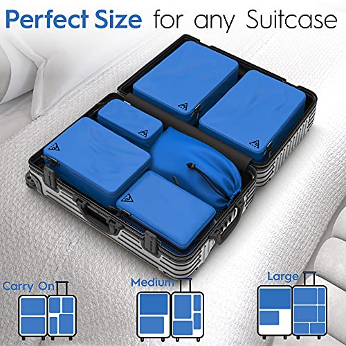 8 Set/4 Set Deluxe Compression Packing Cubes Travel - Maximize Space In Luggage With Patented HybridMax Double Capacity Design, Luxury Compressible Packing Cubes For Travel, Large, Small, & Medium