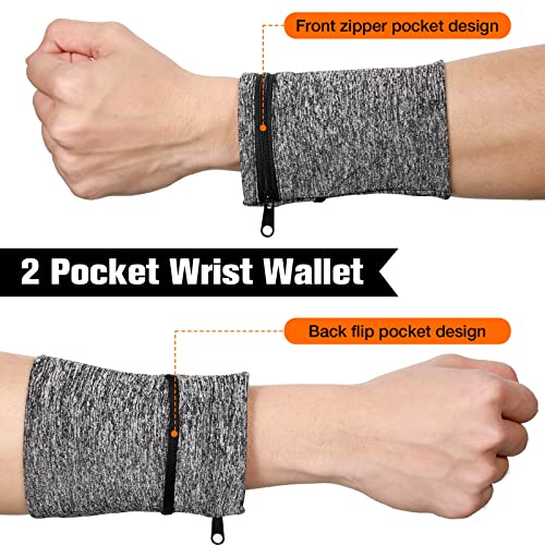 Honoson 5 Pcs Wrist Wallet for Women Men, Zipper Wrist Pouch Purse for Running Wristband Sweatband Wallet for Running Walking Hiking Jogging Travel Events Keys Cash Napkin