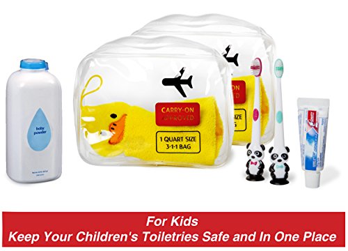 TSA Approved Clear Travel Toiletry Bag-Quart Sized with Zipper-Airport Airline Compliant Bag/Bottles-Men's/Women's 3-1-1 Kit+Travel (3 PACK)