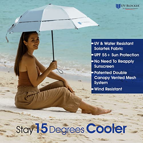 UV-Blocker Compact Sun Protection UV Umbrella - Auto Open/Close - Double Vented Canopy - Windproof Sun Umbrella for Walking - 55+ UPF - 42"/44"/58"