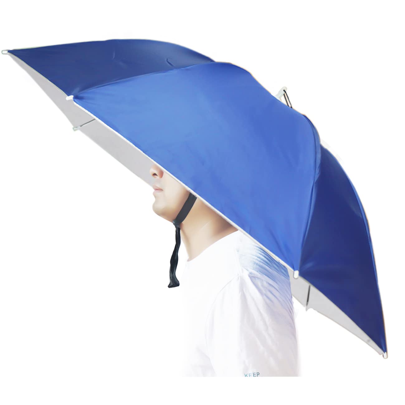 Umbrella Hat, 37 inch Fishing Umbrella Hat Hands Free Foldable UV Protection Umbrella Cap Adjustable Headwear for Fishing Golf Camping Beach Gardening Sunshade Outdoor