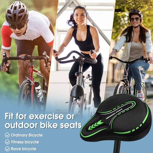 MSDADA New Large Gel Bike Seat Cover, Extra Soft Bike Seat Cushion for Men Women Comfort Wide, Fits Indoor/Outdoor/Exercise Bikes (11.22 inch x 10.03 inch)