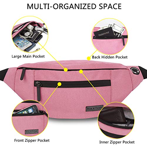 MAXTOP Large Crossbody Fanny Pack with 4-Zipper Pockets,Gifts for Enjoy Sports Festival Workout Traveling Running Casual Hands-Free Wallets Waist Pack Phone Bag Carrying All Phones