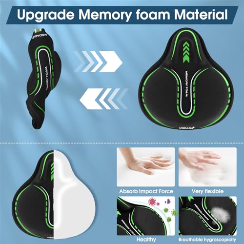 MSDADA New Large Gel Bike Seat Cover, Extra Soft Bike Seat Cushion for Men Women Comfort Wide, Fits Indoor/Outdoor/Exercise Bikes (11.22 inch x 10.03 inch)