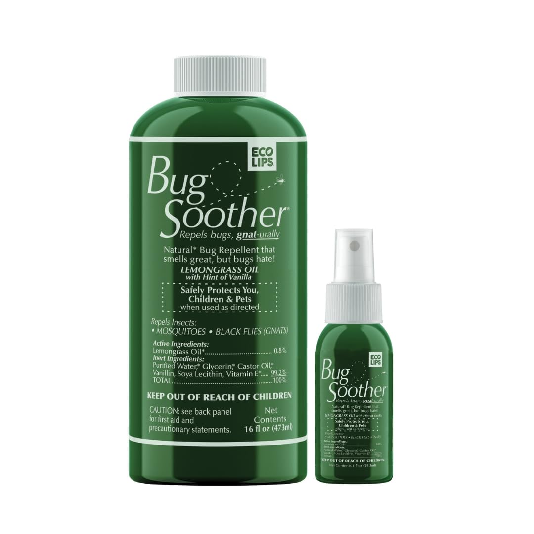 Bug Soother Spray (3, 4oz) - Natural Mosquito, Gnat & Insect Deterrent & Repellent with Essential Oils - 100% DEET-Free Safe for Adults, Babies, Pets, & Environment - Made in USA - Includes 1 oz