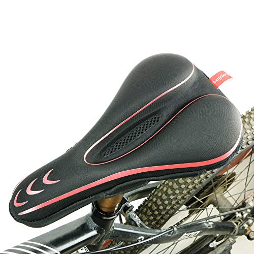 Gel Bike Seat Cover Padded Bicycle Seat Covers for Men – Comfort Soft Silicone Bicycle Seat Pad for Mountain Road Bike Outdoor Cycling – Stationary Cycle Spin Bike Seat Cushion Pads Spinning