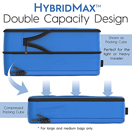 8 Set/4 Set Deluxe Compression Packing Cubes Travel - Maximize Space In Luggage With Patented HybridMax Double Capacity Design, Luxury Compressible Packing Cubes For Travel, Large, Small, & Medium